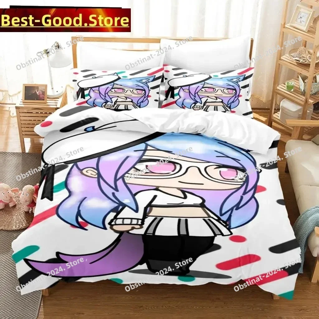 

3D Anime Kawaii The Gacha Girl Bedding Set Printed single Comforter Quilt Duvet Cover Pillow Case 3 Pieces Sets Kids Adult Size