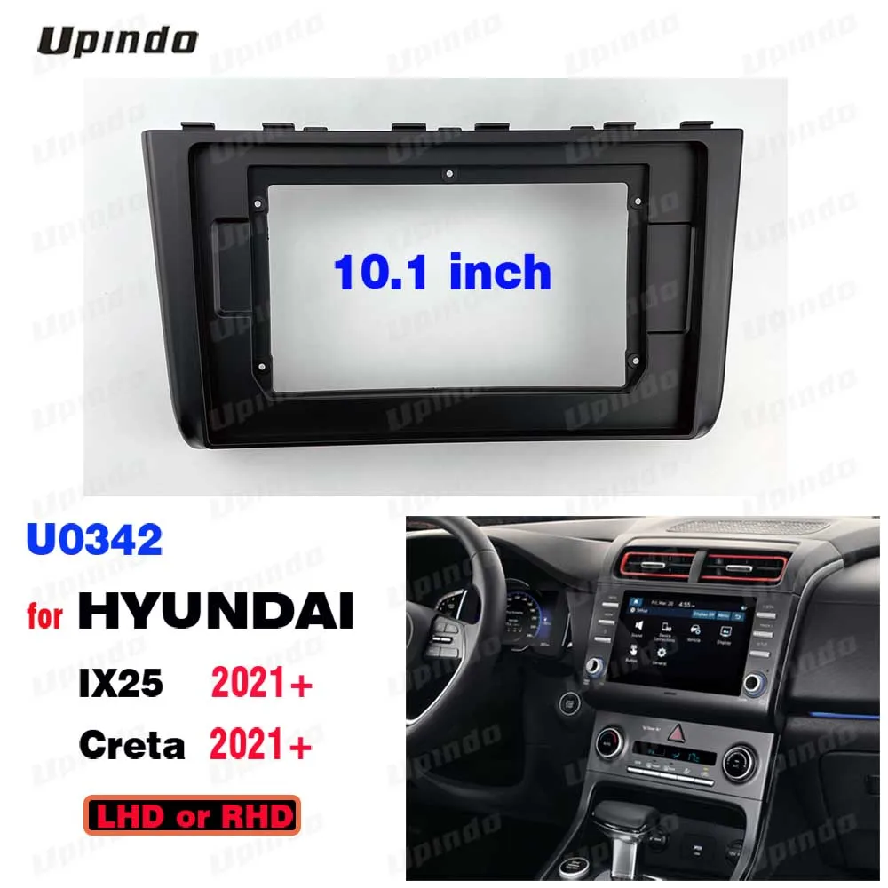 

10,1-дюймовая рамка для панели приборов Hyundai IX25 Creta 2021+ для установки автомобильной магнитолы, комплект для монтажа на приборную панель из ABS+PC