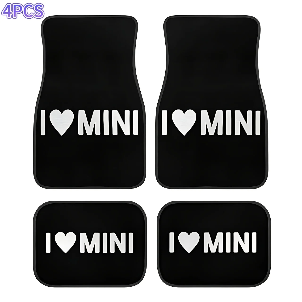 4pcs My Love MINI Lettering Car Floor Mats | Front And Rear Full Coverage, Universal Fit For SUV Models, Polyester Material, Ide
