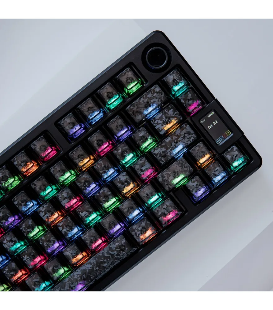 Black/white carbon fiber textured light-transmitting side-engraved keycaps PC customized original wooting magnetic axis