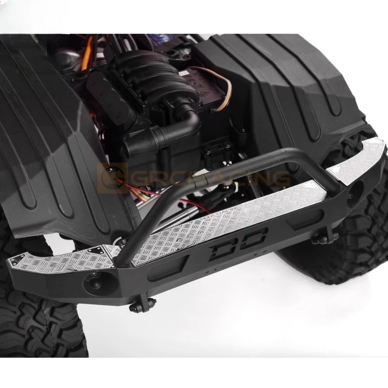 สแตนเลสจําลองกันชนหน้าตกแต่งชิ้นสําหรับ 1/10 RC Crawler รถ Traxxas Axial SCX6 TRAIL HONCHO อะไหล่อัพเกรด