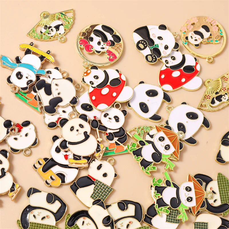 

20pcs Cartoon Mix Animal Charms Enamel Panda Bamboo Charms Pendants for Jewelry Making Necklaces Earrings DIY Crafts Accessories