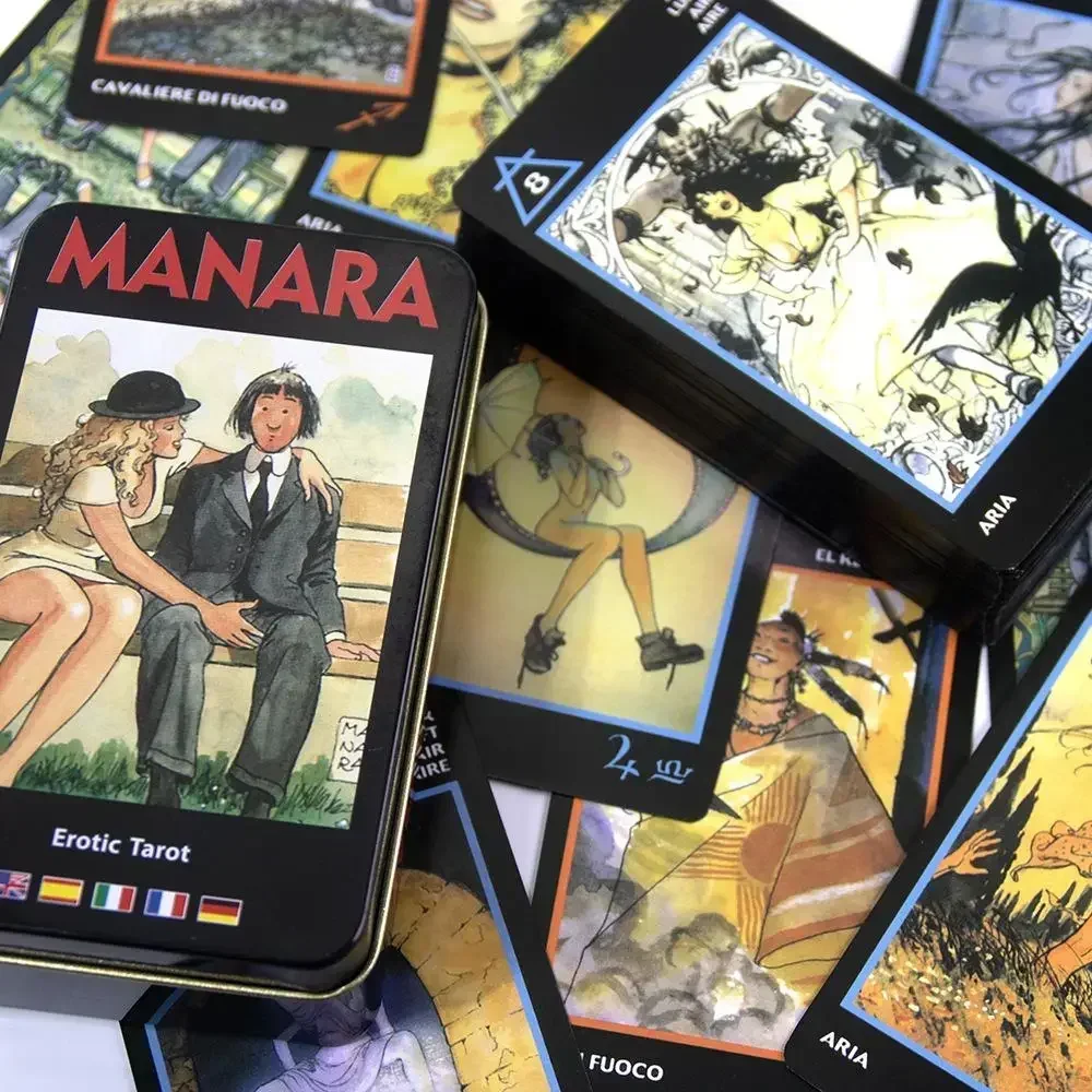 Manara Tarot Deck In A Tin Box Gilded Edge for Fortune Telling Game Card 78pcs