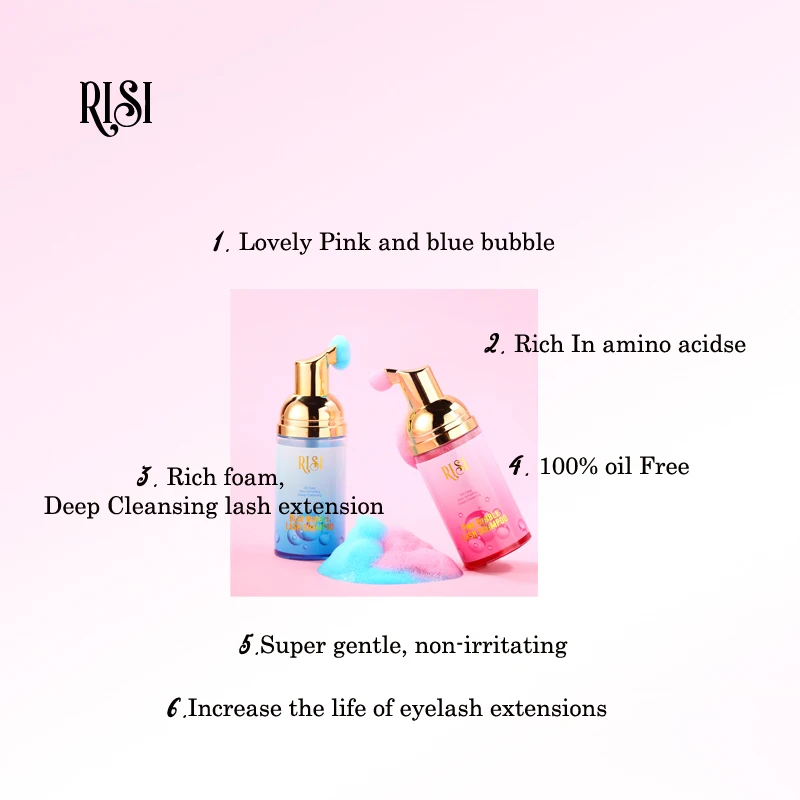 Free Pink Bubble Eye Lash Foam Cleanser Shampoo Mousse For Eyelashes Extension Eyelash Cleaning Foam Pump Clean