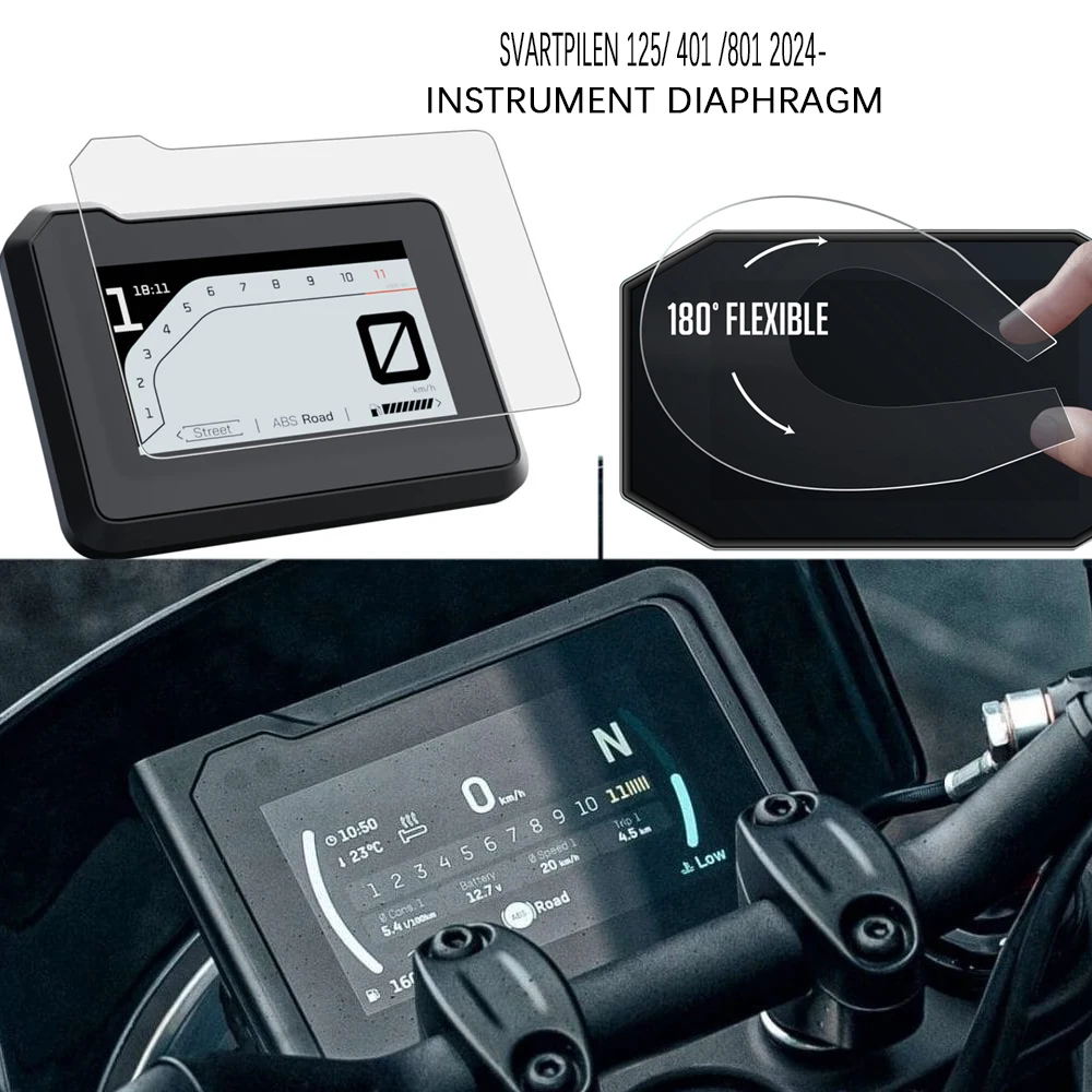 Husqvarna SvarFortpilen 125/ 401 /801 2024-Motorcycle Accessories Scratch Cluster Screen Dashboard Protection Instrument Film 12
