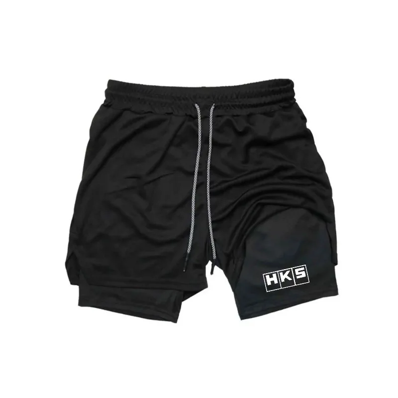 

Мужские спортивные шорты для фитнеса с быстрой сушкой, 2-в-1, двухслойные, с петлей для полотенца, для бега и активного отдыха