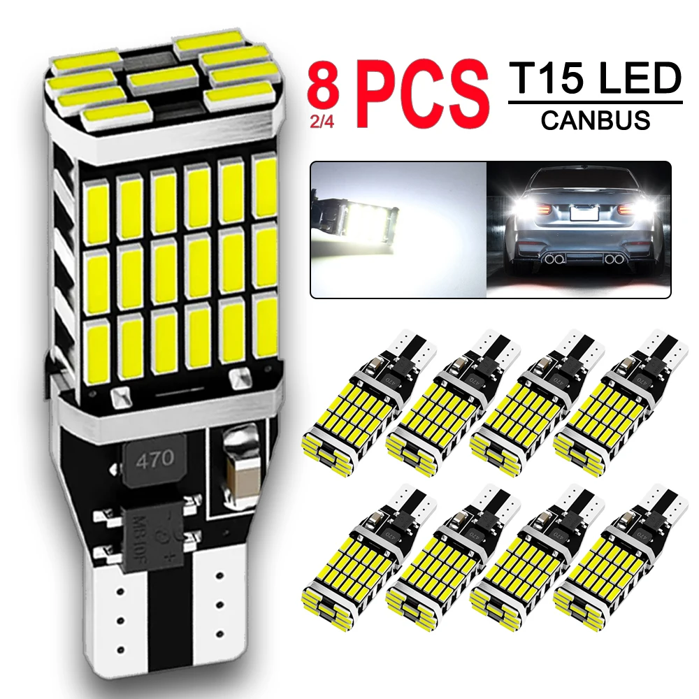 2/4/8 Uds CANBUS 921 T15 W16W bombillas LED 12V 24V 4014-45SMD 6500K luces de respaldo de estacionamiento inverso blancas superbrillantes