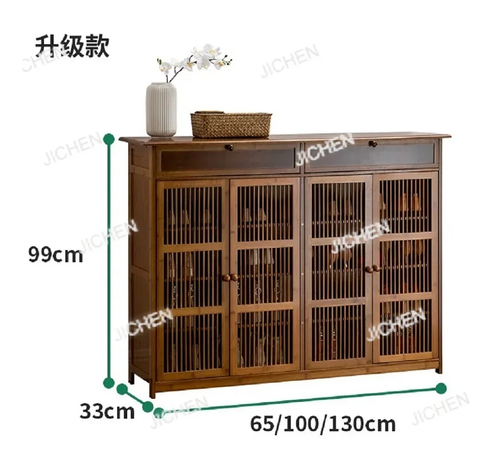 JC JC Home Entrance Bamboo Storage Rack Multi-function Large Capacity Storage Multi-layer Dustproof Shoe Rack Storage Cabinet