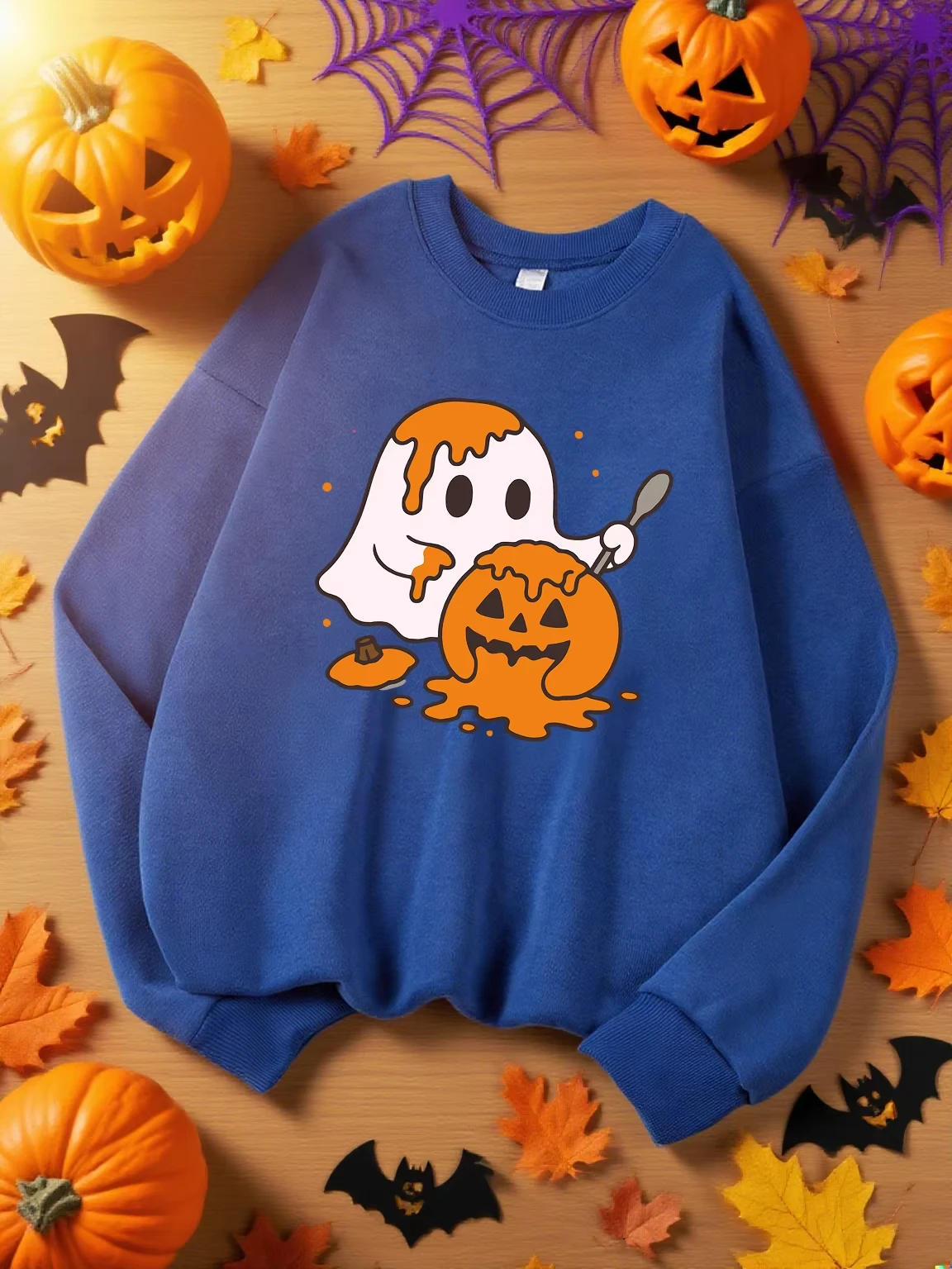Ghost Digging Pumpkin Design Hoodie for Women's Spring and Autumn Casual Y2K Hoodie Soft and Comfortable Pullover