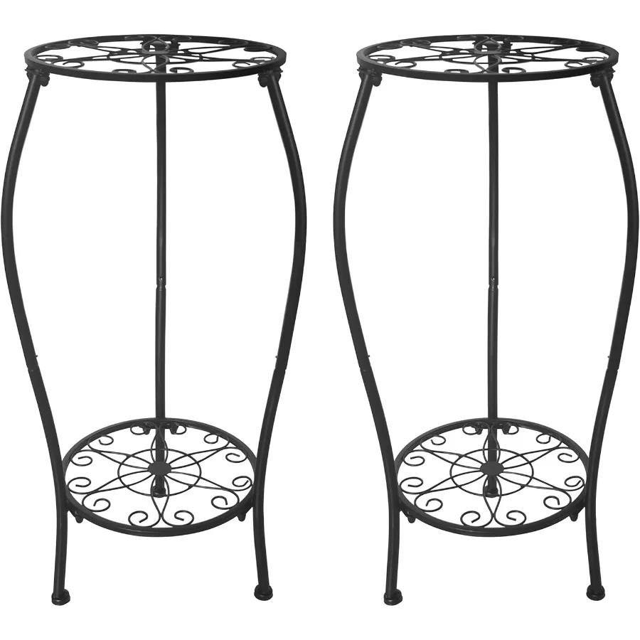 

Металлическая подставка для растений, 2-уровневая высокая полка для цветочных горшков в помещении и на открытом воздухе, нержавеющая устойчивая угловая подставка 25,2 дюйма, несколько дисплеев для растений Ra