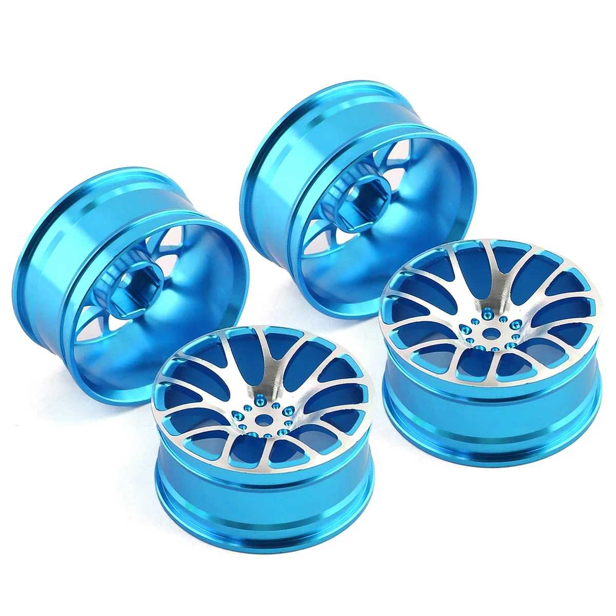 Liga de alumínio Metal Roda Rim Hub, Atualizado Peças de Reparação para 1:10 Tamiya, Tt-01, Tt-02, Xv-01, HSP, 94122, HPI, RC Car Acessórios, 4Pcs