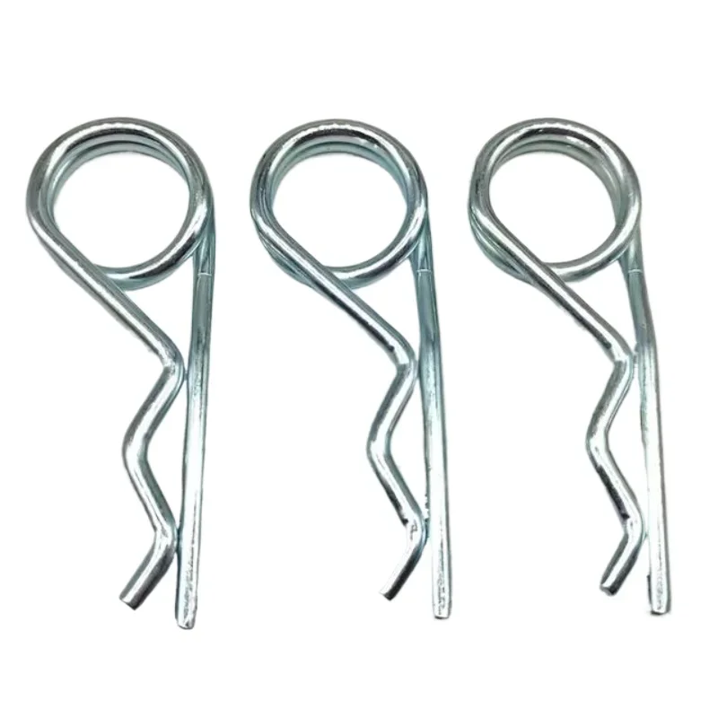 DRELD Steel Double Ring Cotter Coil R Clip Retaining Hair Pins for Trailer Stroller Cargo Boat R-pin Tire with Prince O-ring Lip