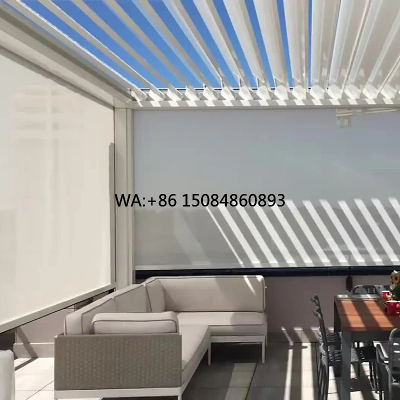 Balcony solar power generation  Outdoor Balcony Aluminum Pergola Polycarbonate Roof Windproof Waterproof Terrace Garden Use
