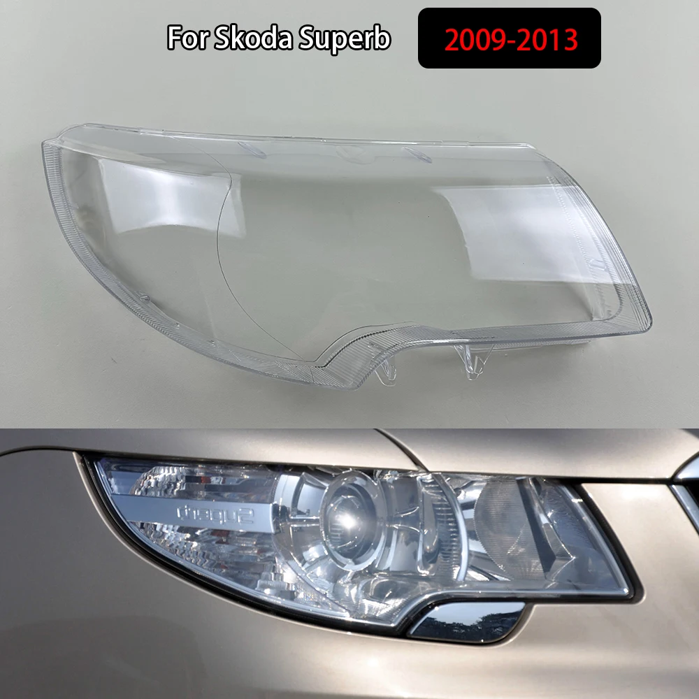 

For Skoda Superb 2009-2013 Car Front Headlamp Cover Headlight Shell Transparent Lampshade Lens Plexiglass Car Accessories