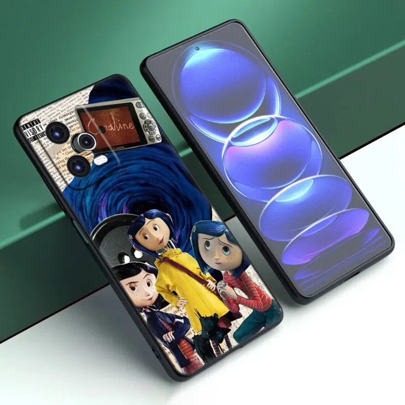 Coraline and the magic door Cartoon Cover Black Case For Xiaomi Mi POCO X6 Pro F5 M6 X5 X4 Pro X3 NFC M5 M4 M3 F2 Pro F4 F3 GT