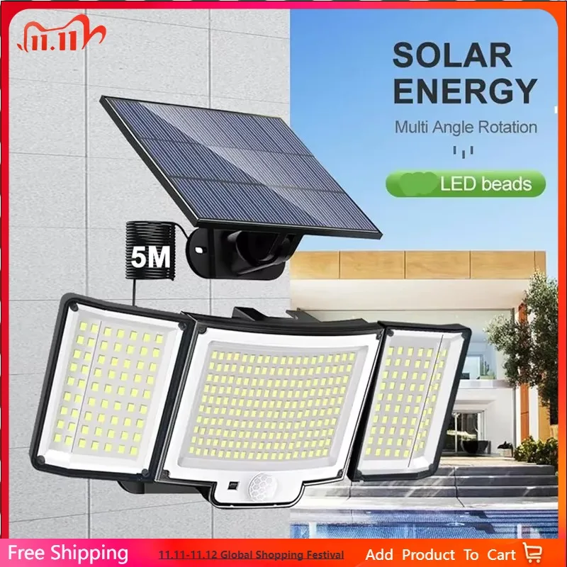 

Solar Light for Outdoor, 346 LED Solar Light Outdoor with Motion Sensor, IP65 Waterproof ,Wide Angle Solar Wall Light for Garden