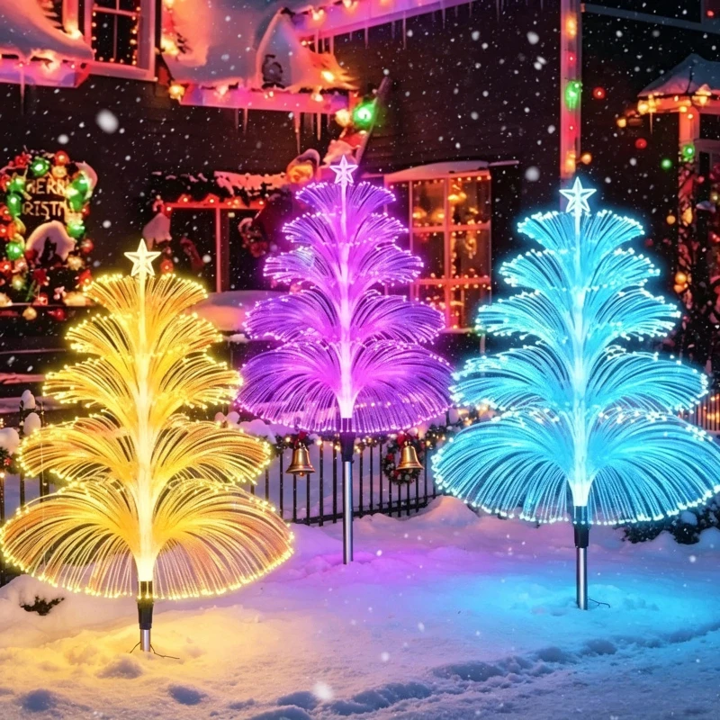5 Layer Optical Fiber Solar Jellyfish Lights, Waterproof Outdoor Decor Lamp for Pathway Lawn Patio Garden Landscape Decoration