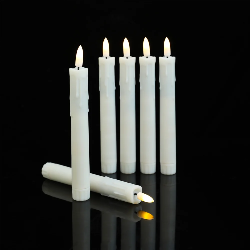 2/3/6 Stück kurze flammenlose dekorative Kerzen mit Fernbedienung, 17,8 cm, Kunststoff, für Weihnachten, Hochzeit, Valentinstag, Timer, LED-Kerze – Detail 3