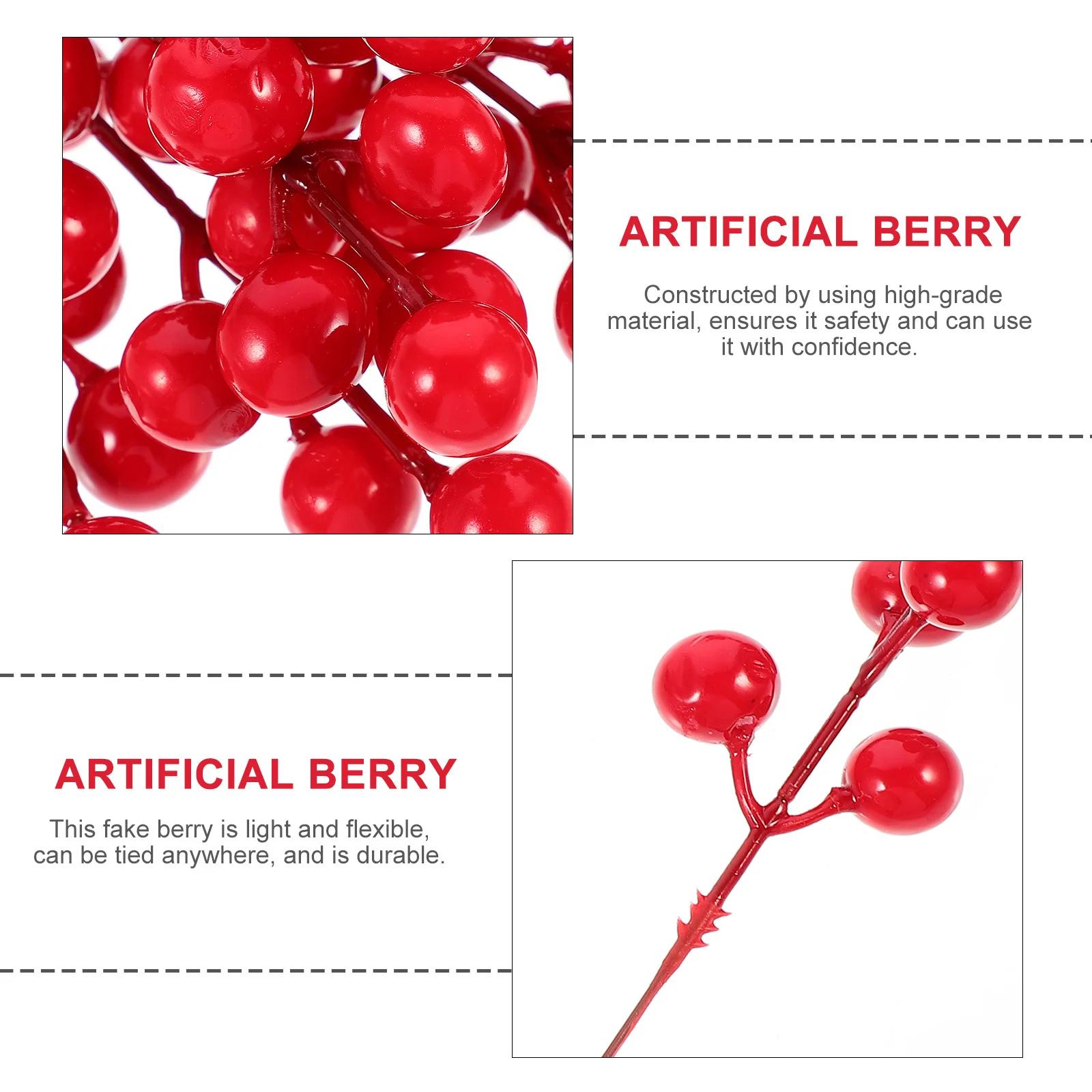 

20Pcs Faux Holly Berry Picks Burgundy Artificial Berry Twig Stems Christmas Festival Table Decoration DIY Craft