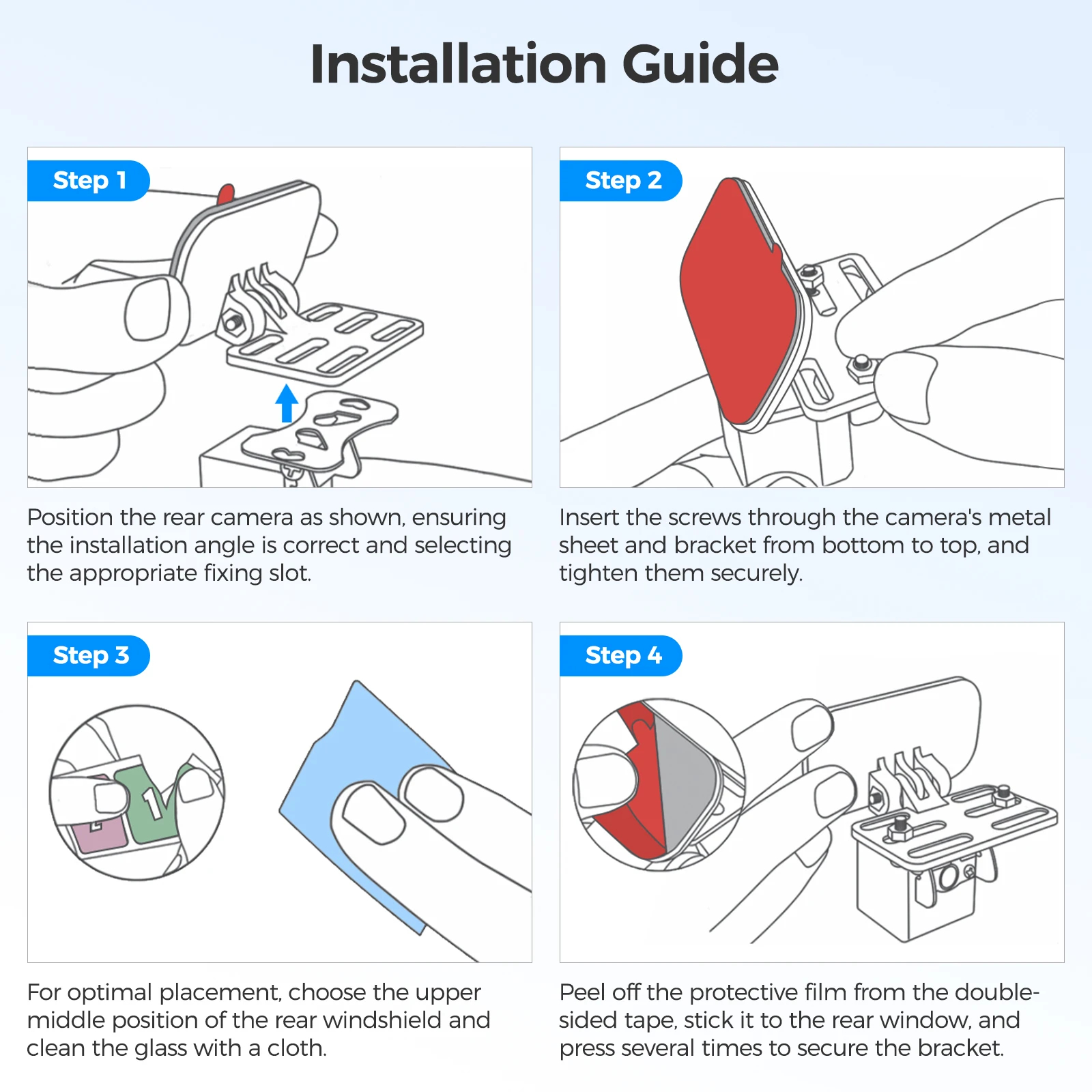 Soporte para cámara trasera, soporte para ventana trasera para la mayoría de las cámaras traseras, cámara de salpicadero AZDOME M550 Max/M550/M01 Max/PG17, cámara trasera para REDTIGER