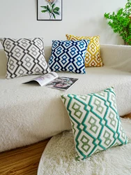 1pc Canvas Geometric Pattern Embroidered Cushion Cover Without Filler, Modern Throw Pillow Cover, For Various Room