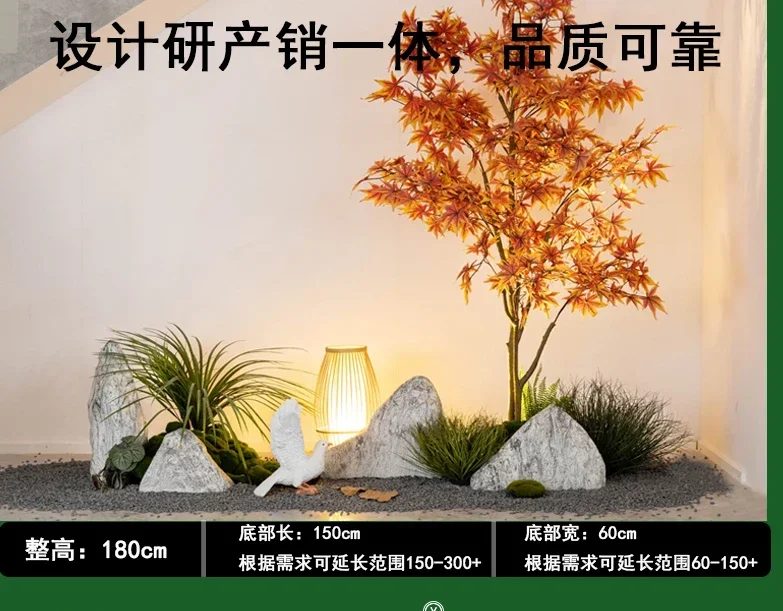 Landscape under Stairs Indoor Simulation Green Plant Drunk Wood Landscape Entrance Rockery Stone Decorative Ornaments