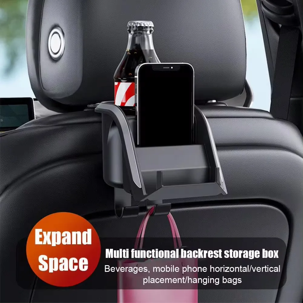 Universal Vehicle Car Seat Headrest Hook Hanger Storage Organizer With Cup Holder Handbag Phone Support Interior Accessories