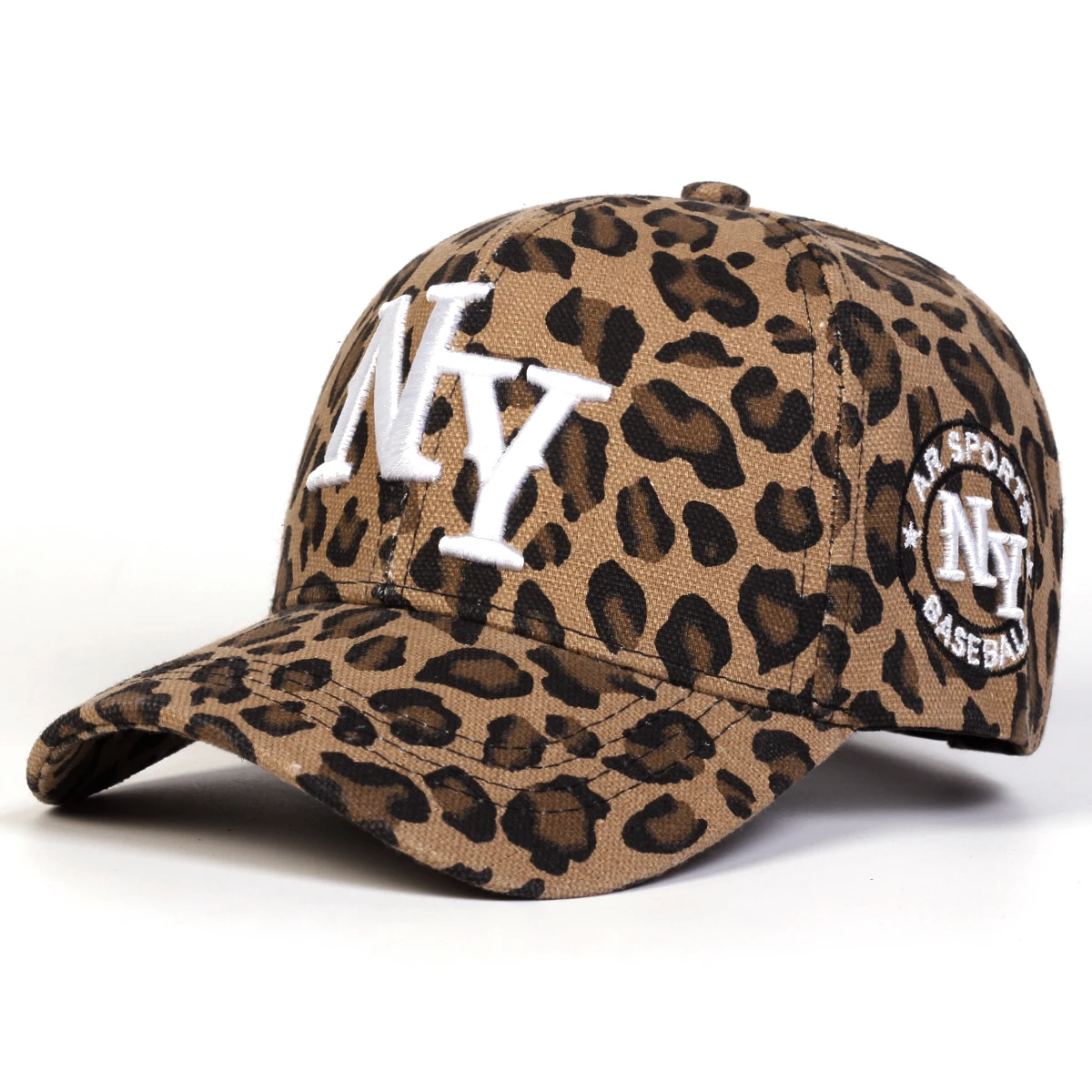 Unisex Letter Embroidery Leopard Print Baseball Caps Spring and Autumn Outdoor Adjustable Casual Hats Hip Hop Hat Sunscreen Hat