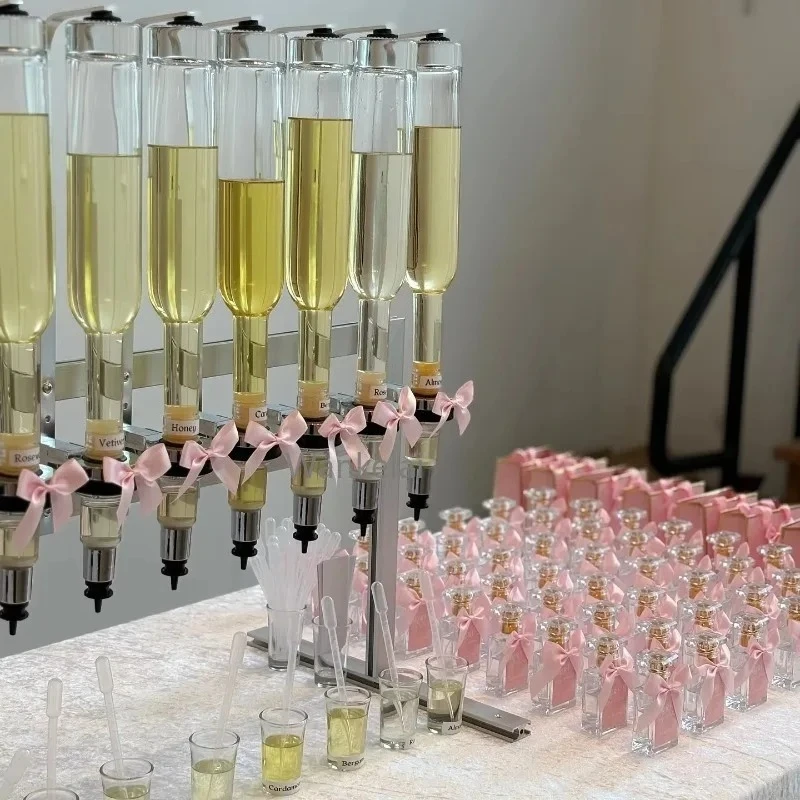 New Designed Gold Table Stand Wedding Decoration Scent Experience Essential Oil  Perfume  Bar Dispenser 5-12 Bottles 375ml/500ml