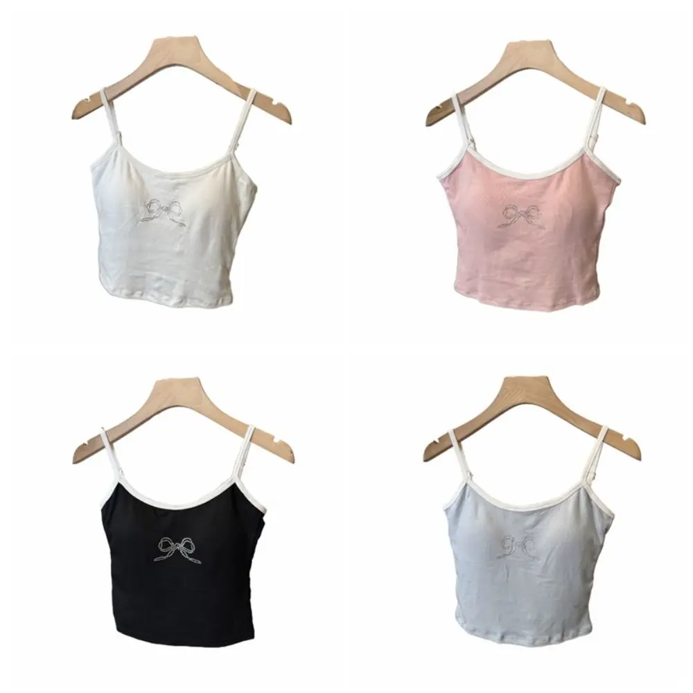 الكورية حار فتاة بروتيل مع منصات جوفاء المرقعة سليم المحاصيل القمم المرأة بلا أكمام الجمال الظهر حجر الراين القوس بروتيل السفر #5