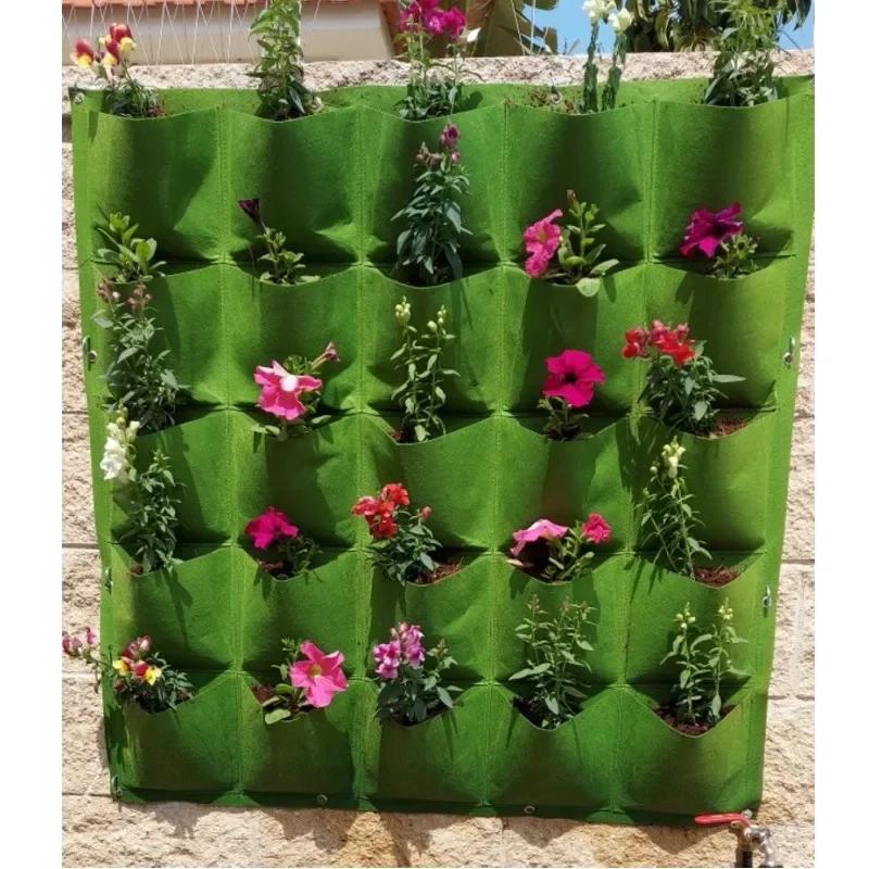 Black Green Wall Hanging Planting Bag Vertical Garden Planter Grow Bag Home Decor Accessories for Indoor Outdoor Garden Supplies