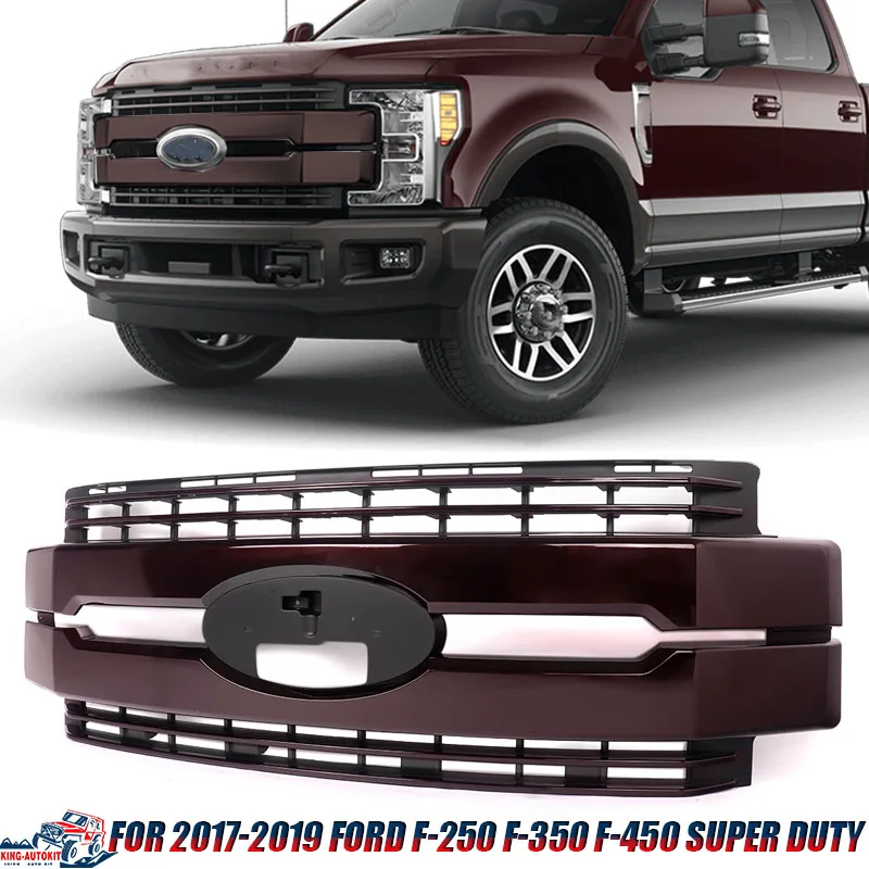 

Car Modified Grille For Ford F250 F350 F450 Super Duty Lariat 2017-2019 Magma Red Front Bumper Racing Grills Front Upper Grille