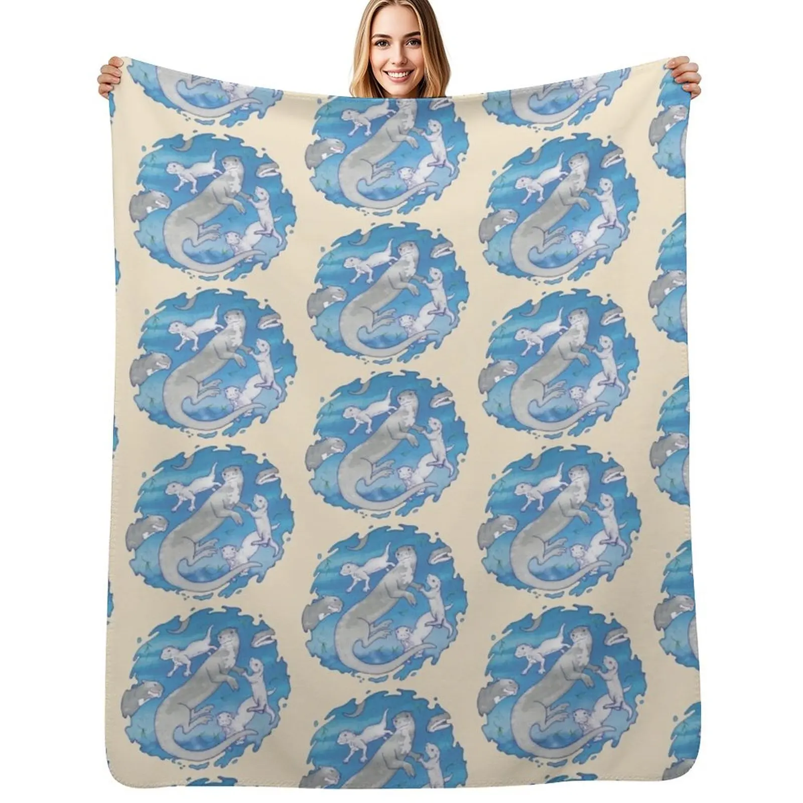 Giant River Otter Throw Blanket funny gift Polar Giant Sofa Softest Summer valentine gift ideas Blankets