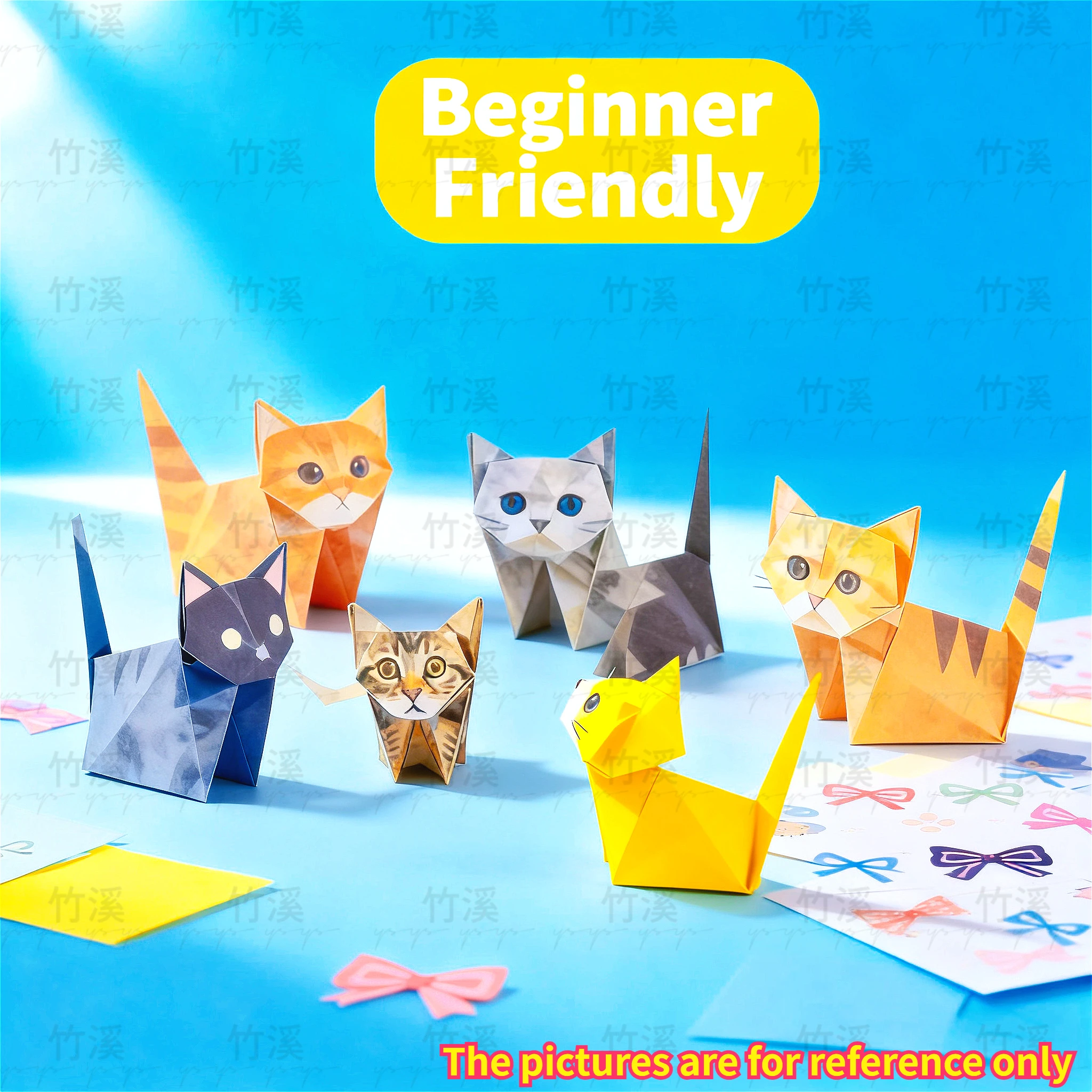 

【Подарок любителям кошек】Набор для рукоделия с бумажными кошками Origami — «все в одном» для начинающих, расслабляющая деятельность для взрослых и семьи