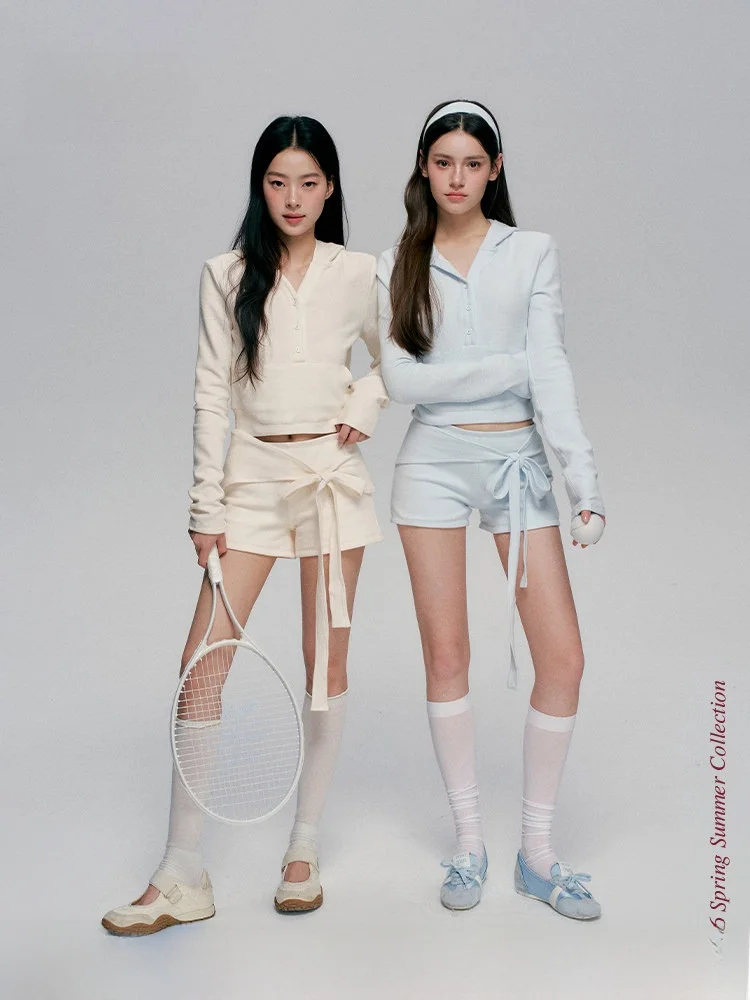 

Комплект Liilou Clean Girl: худи из органического хлопка и длинные брюки с пуговицами, весенний модный женский ансамбль