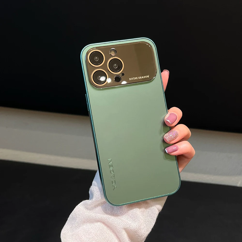 ممتاز اليد يشعر الفاخرة نافذة كبيرة جراب هاتف آيفون 16 15 14 13 12 11Pro ماكس ماتي مطلي عدسة الغطاء الواقي #1