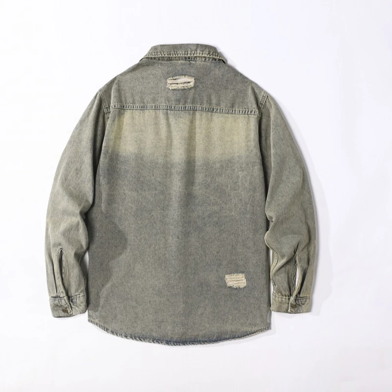 Loose Long Sleeve Men's Denim Shirt Trendy Brand Handsome American Jacket Outerwear Top Spring Autumn Winter 2025 New Arrival