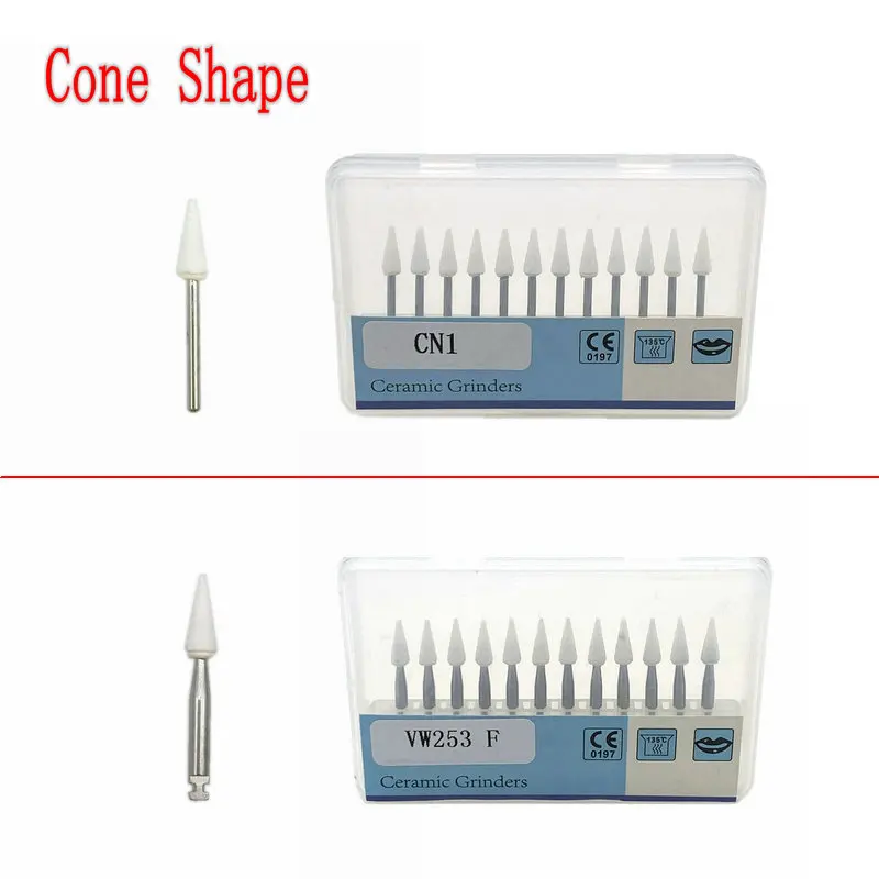 12Pcs/BOX Dental White Stone Polishing Burs for High Speed Handpiece or Low Speed Contra Angle Handpiece