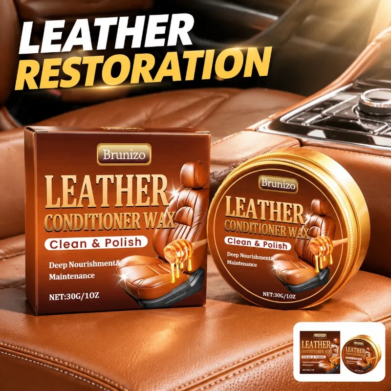Leather Maintenance Wax Clean Auto Interior Leather Seat Decontamination Renovation Gloss Brightening Care Cream for Vehicle