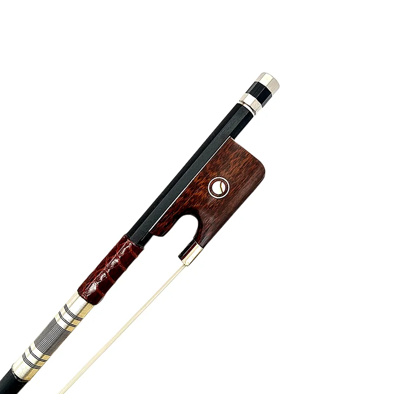 Strong 1pcs Black Carbon Fiber Stick Viola Bow, Snakewood Frog, New White Horsehair Horsetail