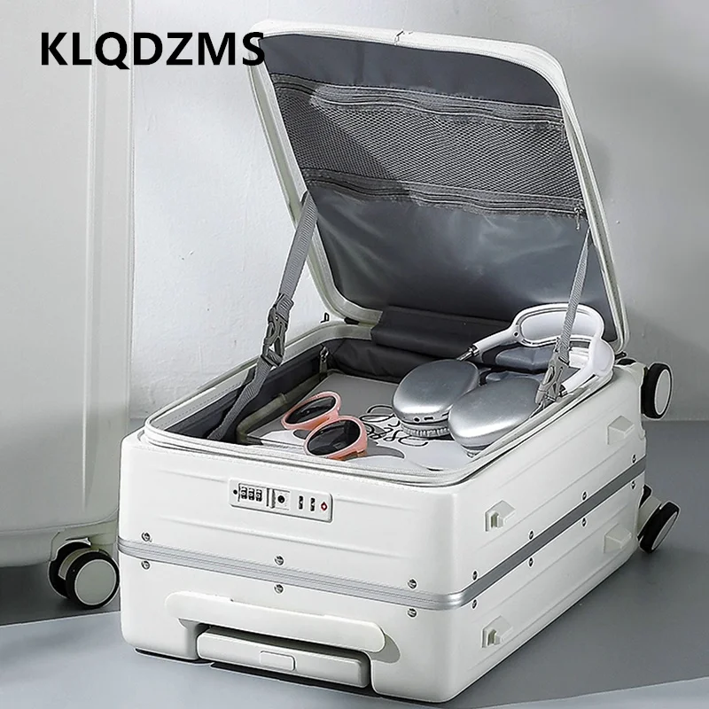 

KLQDZMS Travel Luggage 20 Inch Laptop Boarding Case 24" Front Opening Trolley Case Zipper Combination Box Rolling Suitcase