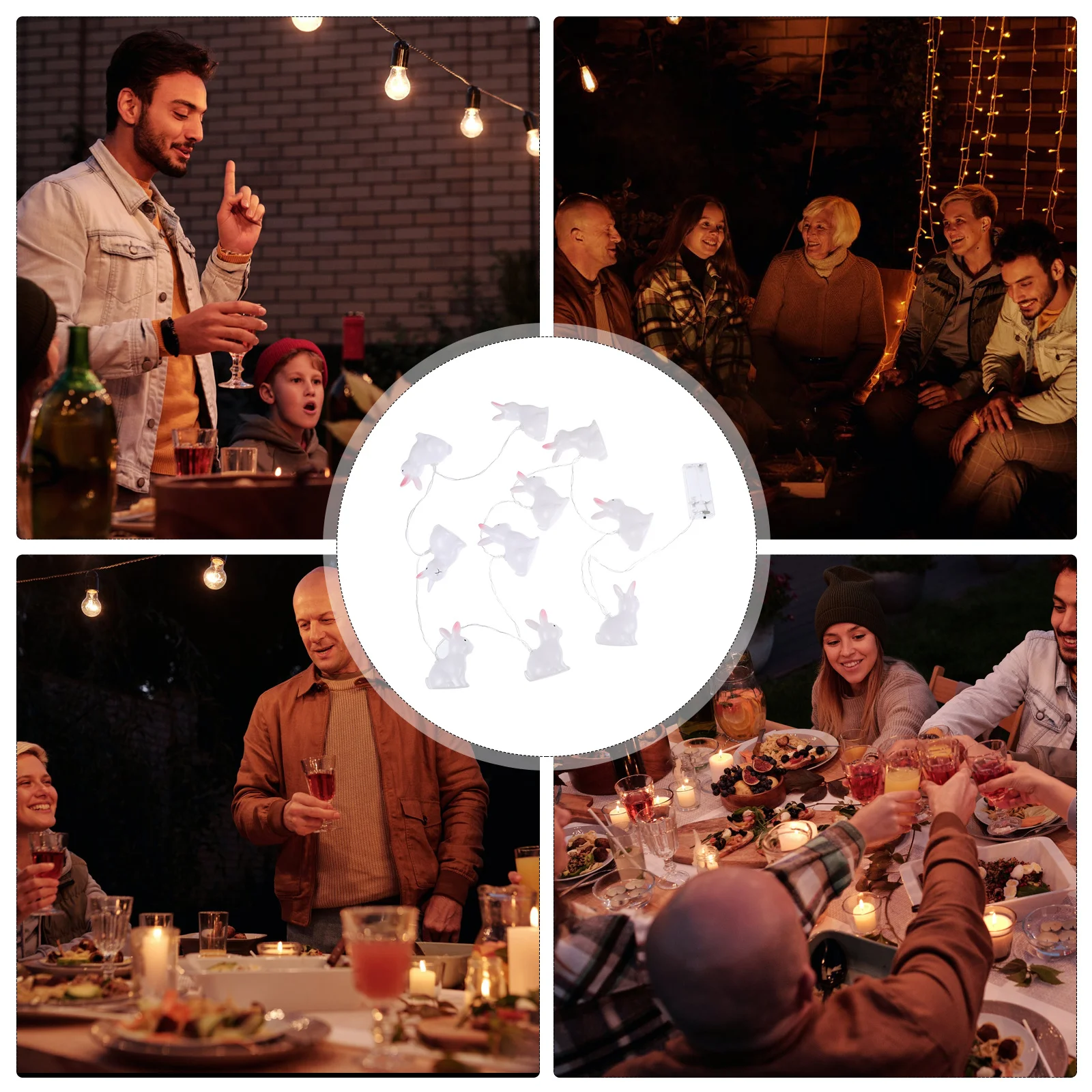 1Set Small Rabbit Light String Bright LED Lamp for Easter Home Patio Garden Decoration Cute Party Lighting