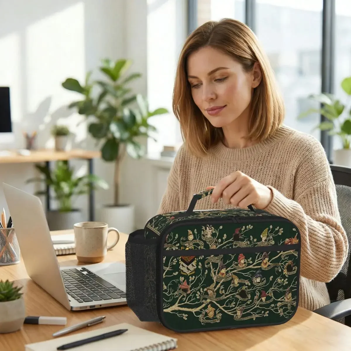 Noble House Of Black Family Tree Insulated Lunch Bag for Women Office Cooler Thermal Food Box Tote Lunch Boxes Container