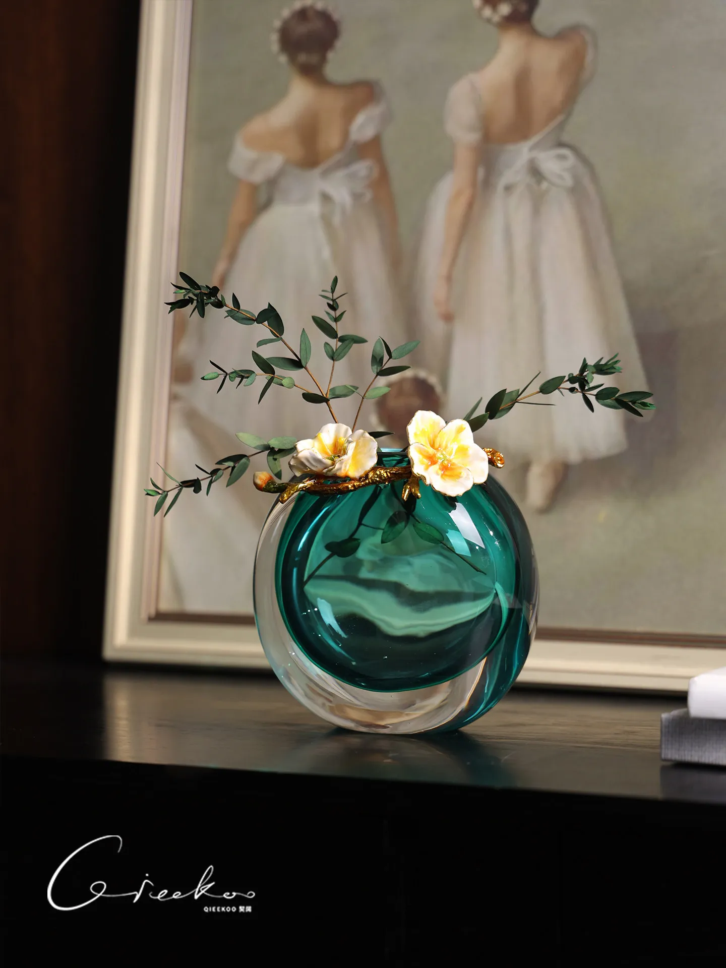 

Vase enamel glass gradient color classyretroaccessible luxury suitable for living room water-grown flower arrangement ornaments