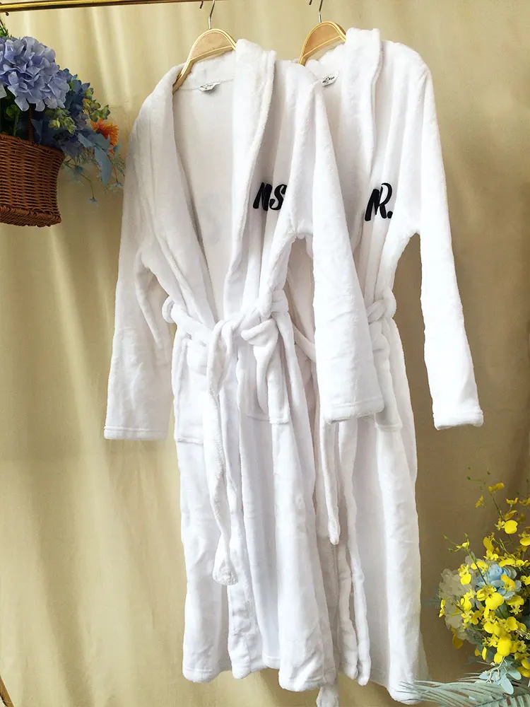 Custom Plush Bathrobe Personalized Terry Robe Bride Groom Customized Mens Bathrobes Valentines Gifts Robes for Couple Bath Robes