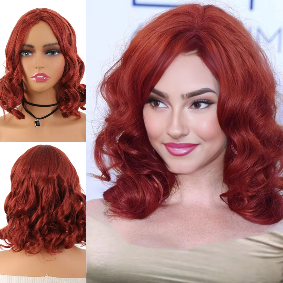 Red wig - Women's shoulder-length wig 12 