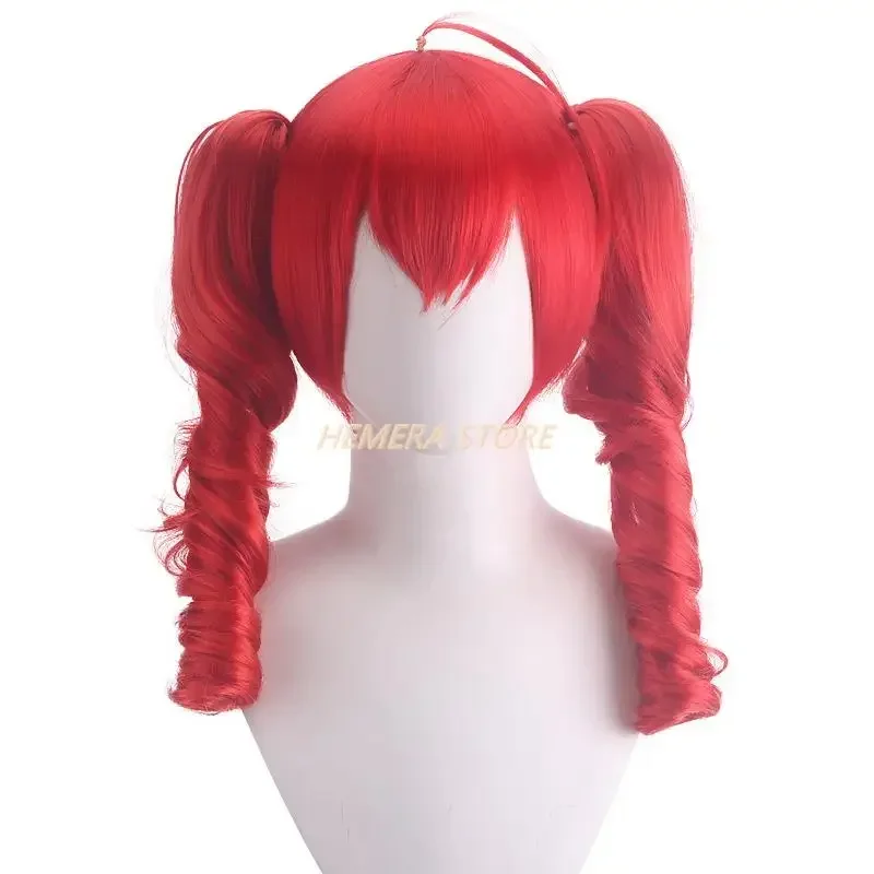 Anime Kasane Teto Wig Cosplay Women Cute Red Ponytail Wig High Heat Resistant Hair  Free Wig Cap Long Curly Hair