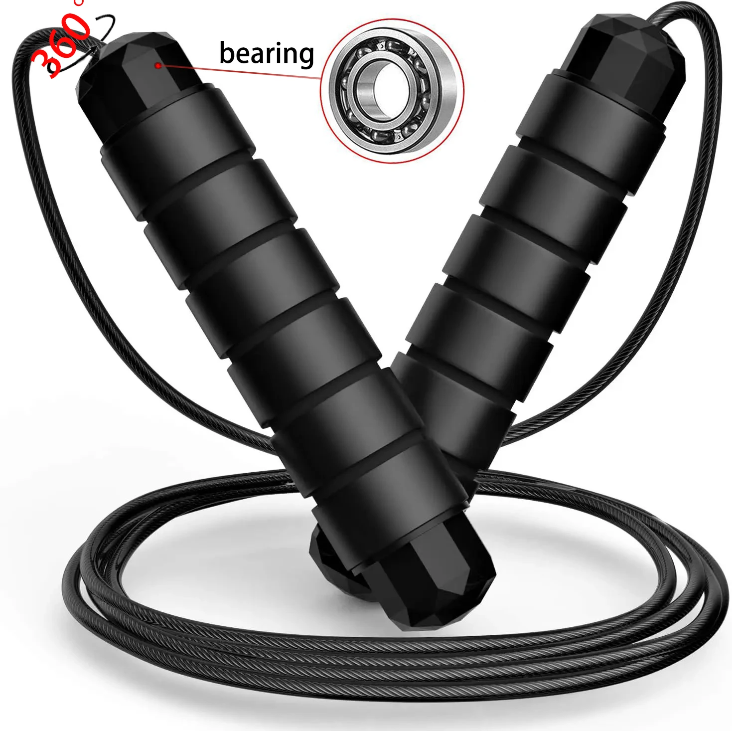 Jump Rope Anti-Tangle Fast Jump Rope Cable with Ball Bearings for Women Men and Kids Adjustable Steel Jump Rope Workout with Foa