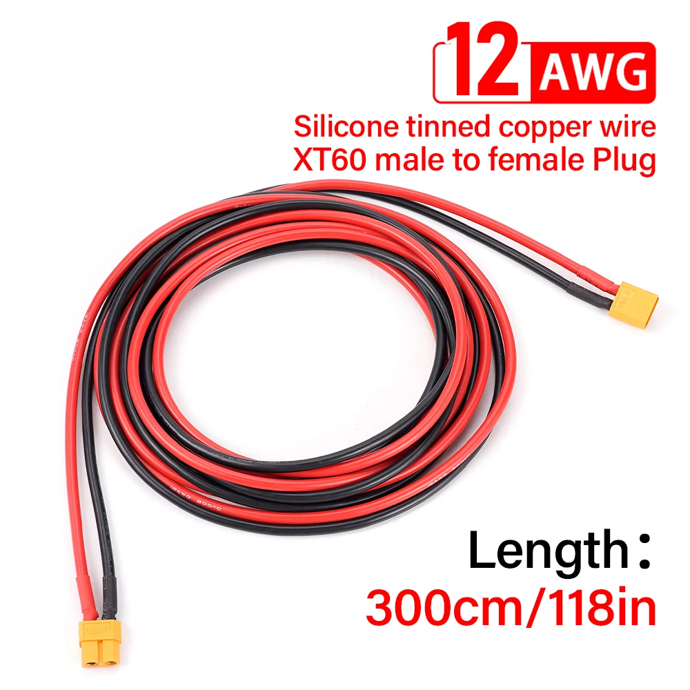 Силиконовый удлинитель XT60 12AWG 300 см, свинцовый провод, разъем для аккумулятора, штепсельная вилка «папа» мама, соединительный кабель,