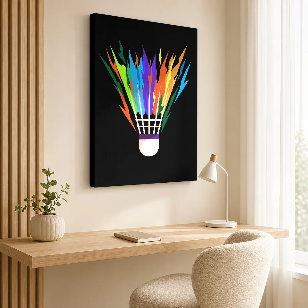 Badminton Ball Canvas Print Poster Custom Sports Portrait Wall Art for Game Room Man Cave Decor Collectible Ready to Hang Gift